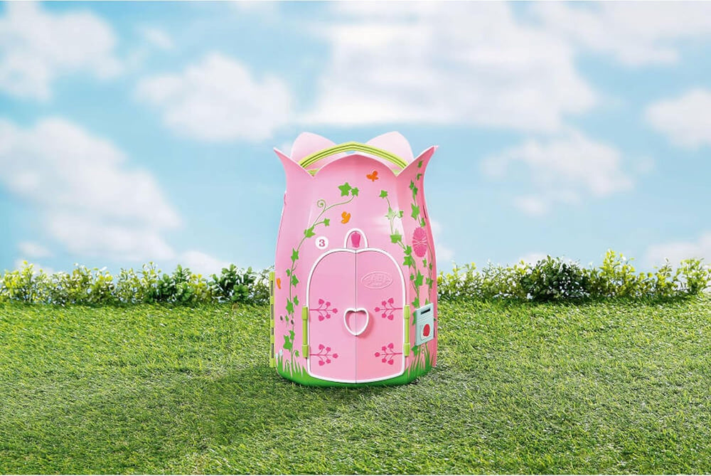 BABY Born Storybook Cottage, Casa de muñecas plegable para muñecas de 18 cm con mesa, chimenea, chaise longue y telescopio, rosa verde, 833803 Zapf Creation Casas de muñecas Naty Shop