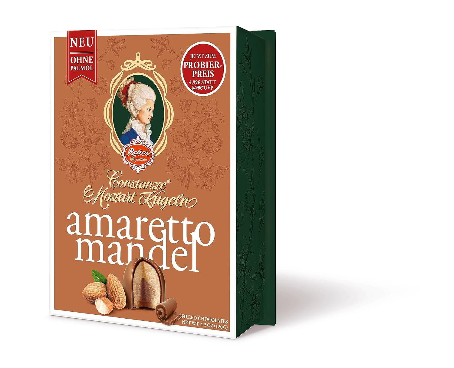 Reber Bolitas Mozart con chocolate negro, pack de 6 con mazapán y turrón, vegano - 1 x 120 g