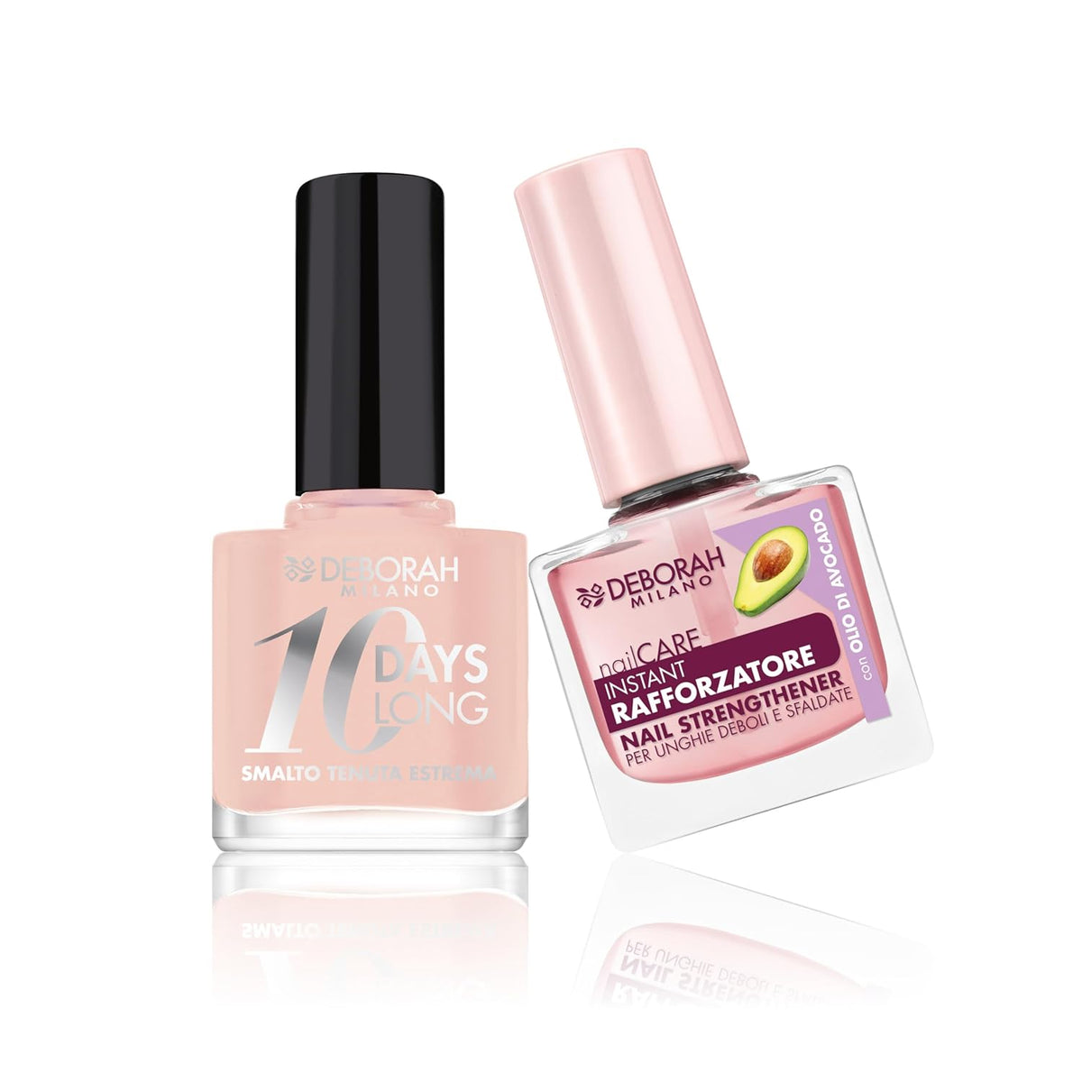 Set de esmaltes Milano para fortalecer las uñas quebradizas e hinchadas, 9,5 ml y esmalte 10 Days Long N.882 Nude Rose, efecto brillante de larga duración, 11 ml