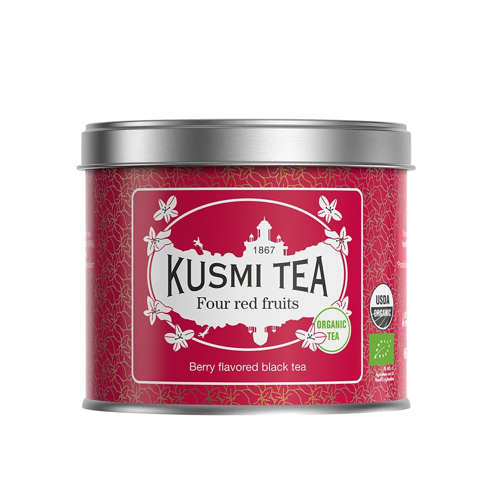 Kusmi Tea - Earl Grey Intense - Ceai negru Earl Grey organic cu bergamotă puternică și lămâie picantă - Ceai vrac - Cutie metalică de 100 g - Cantitate pentru aproximativ 50 de cești