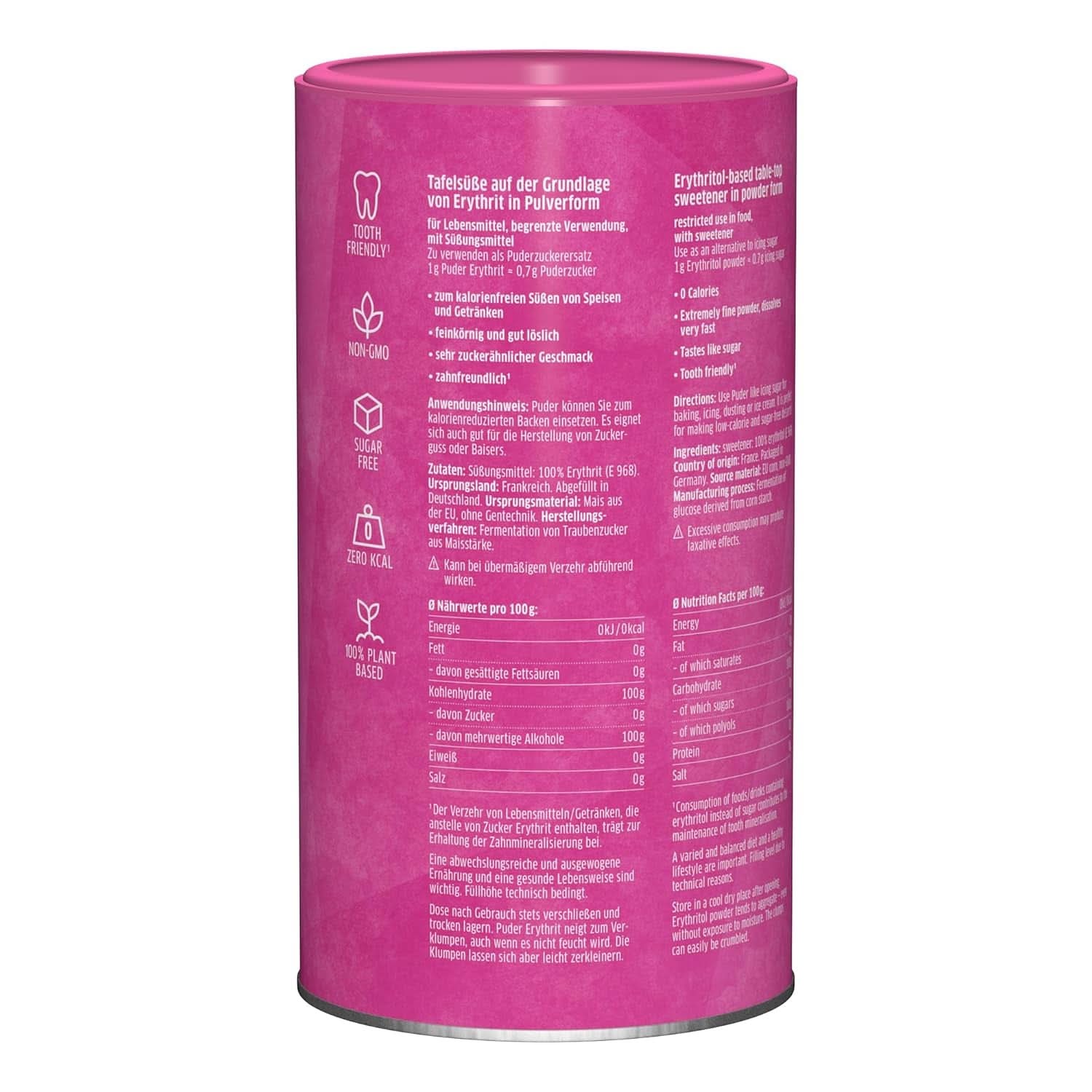 Xucker Azúcar en polvo Eritritol - Sustituto del azúcar sin calorías, 600 gramos Edulcorantes Naty Shop