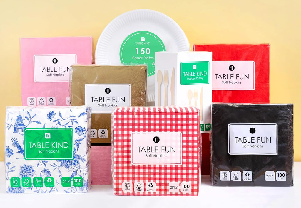 Table Kind 100 șervețele albe moi în pachet vrac, șervețele de înaltă calitate pentru petreceri, catering și uz zilnic, FSC, sustenabile și reciclabile, fabricate în UE | 2Ply | 33Cm