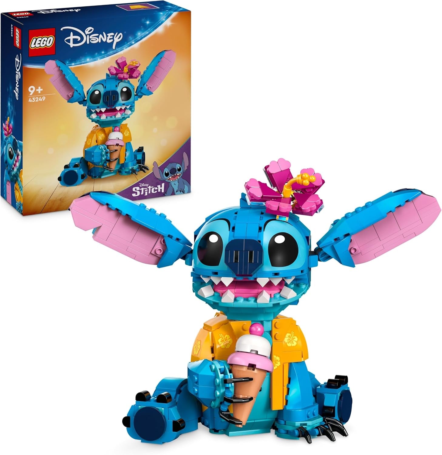 Lego | Disney Stitch Spielzeug - Figur zum Spielen und Sammeln mit Einer Eistüte und Einer decorativoen Blume - Geschenk für Mädchen, Jungen und Lilo & Stitch Filmfans ab 9 Jahren - 43249