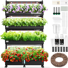 Kit de sistema de cultivo hidropónico grande, 120 cápsulas, jardín hidropónico vertical con 2 modos de iluminación, sistema de circulación automática de agua, sistema de jardinería de hierbas para interiores de 48 litros