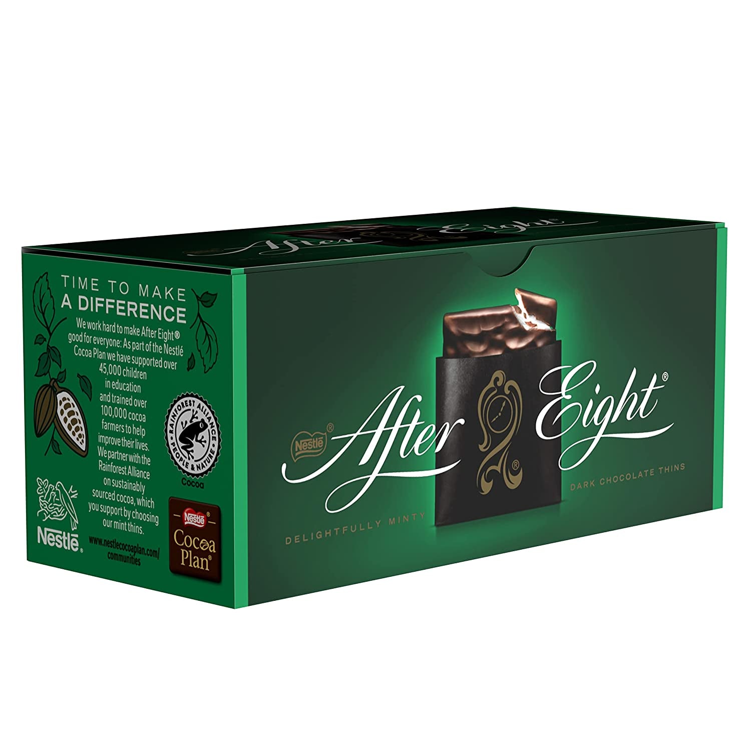 NESTLÉ AFTER EIGHT Cuadritos finos de chocolate amargo con relleno de crema de menta para conocedores Paquete de 5 (1 x 200 g)