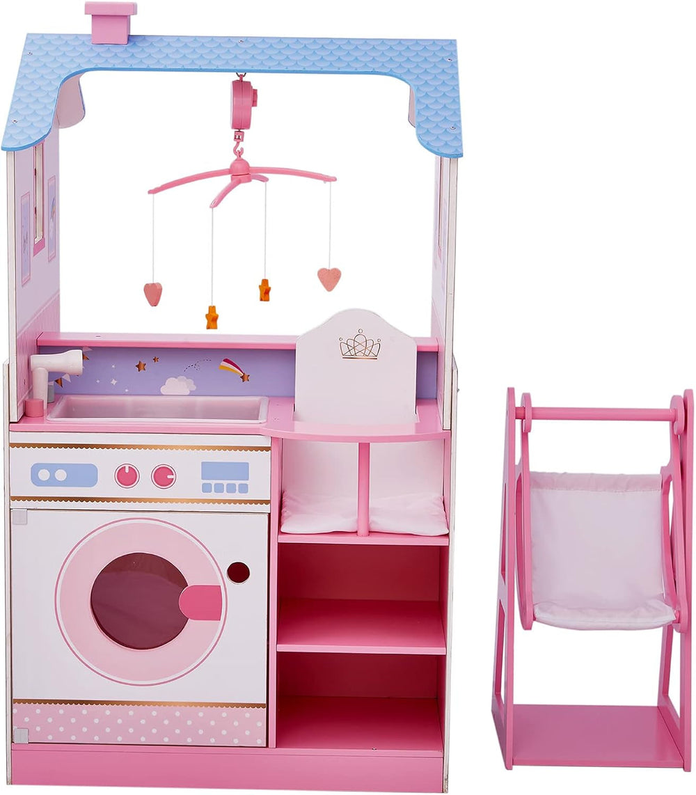 Olivia'S Little World Teamson Kids Muñecas bebé de 18 pulgadas Casa de muñecas de madera Guardería de doble cara TD-11460W Casas de muñecas Naty Shop