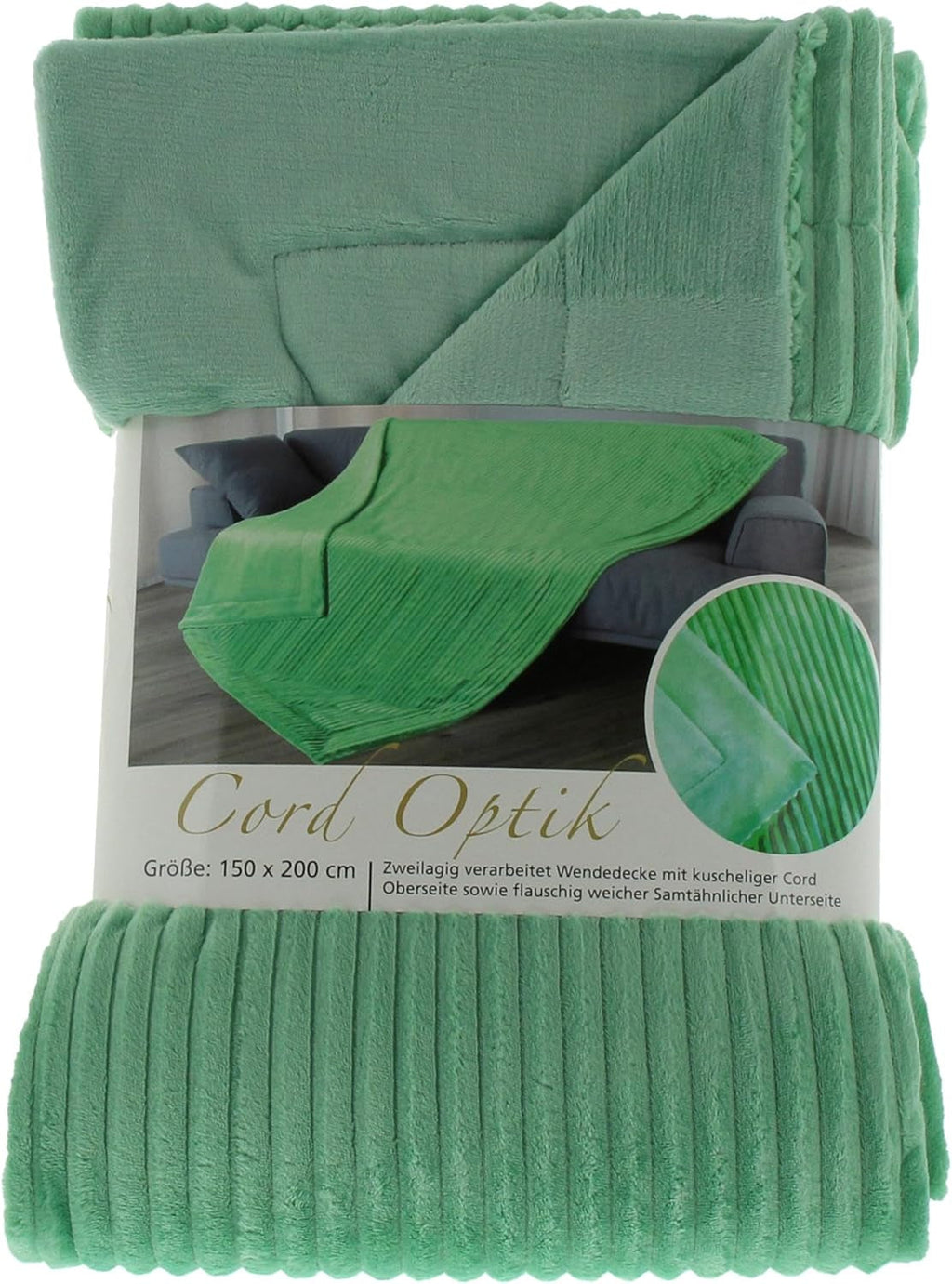 Gözze - Pătură confortabilă și moale în aspect corduroy, 1620G/bucata, 150 X 200 Cm - scorțișoară Paturi si Cuverturi Besuche den GÃ¶zze-Store Mentă