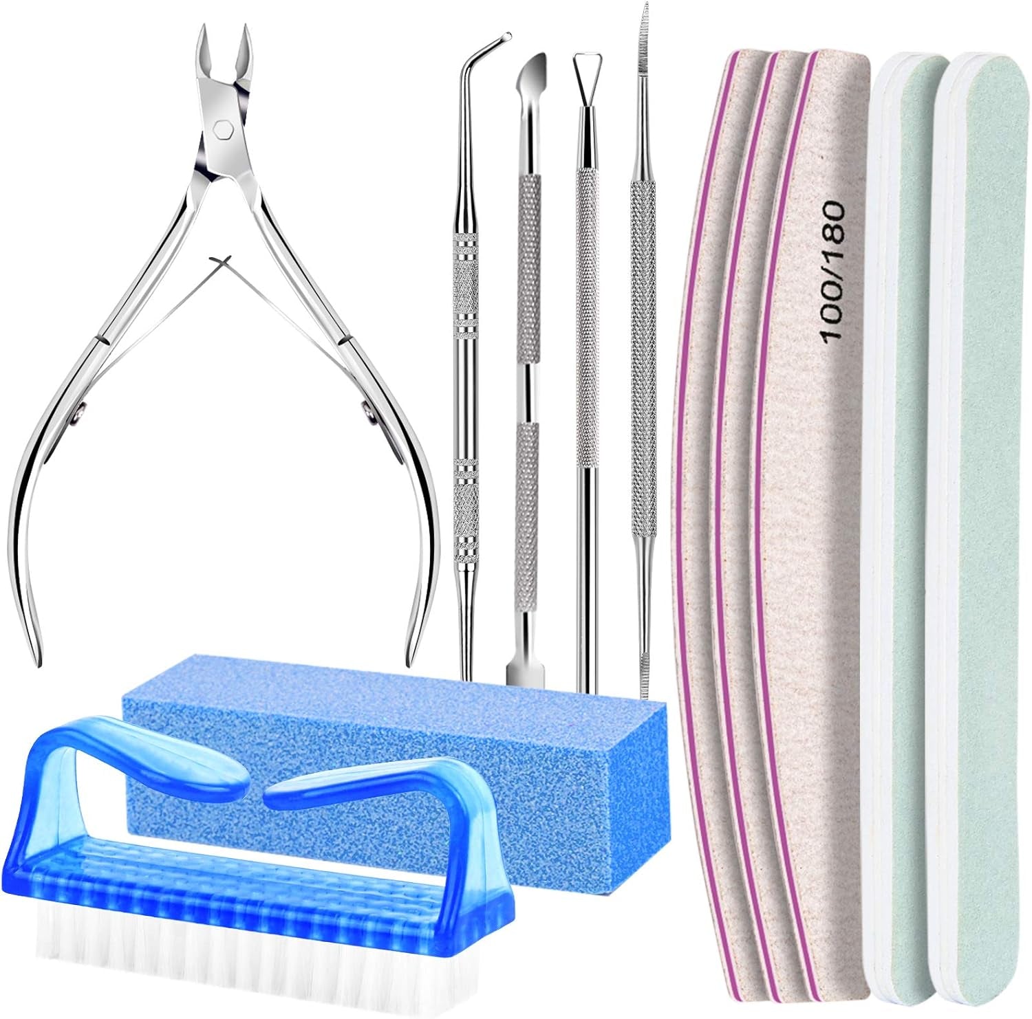 FANDAMEI Maniküre Set, Buffer Für Nägel, Nagelfeile 100/180, Nagelfeilen Für Gelnägel, Nagelhautschieber, Buffer Für Gelnägel, Feilen Für Gelnägel, Nagelzange, Nagelfeilen Set, Maniküre & Pediküre Set