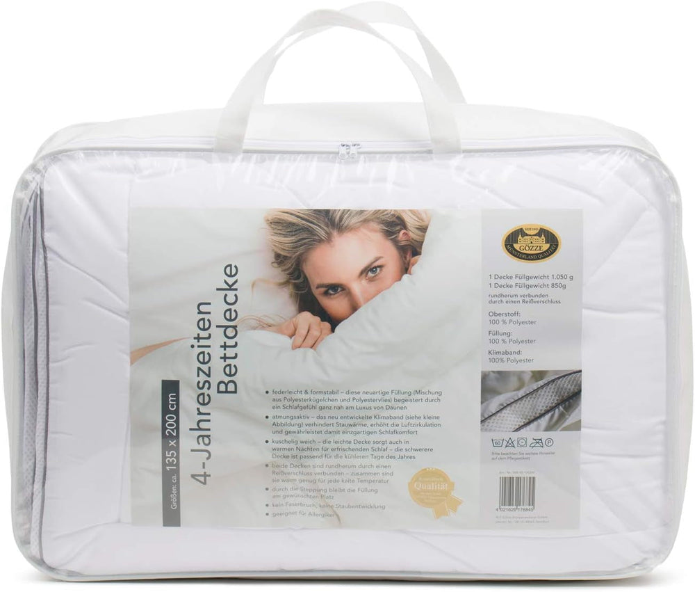 Gözze - Edredón 4 Estaciones, Juego de 2, Edredón Verano + Edredón Otoño/Primavera, Edredón Transpirable con Cinta Climática, 135 X 200 Cm - Edredones y Edredones Blancos Naty Shop