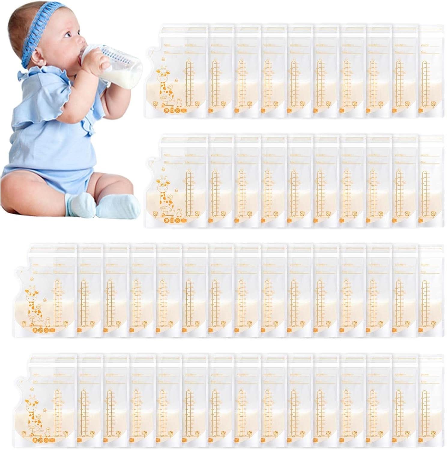 Vinabo 50 Stück Muttermilchbeutel, 250Ml Bpa-Free Muttermilk Storage Bag, Milchbeutel Für Muttermilch Mit Ausgießer Für Das Stillen, Selbststehender, Kann Eingefroren Werden, Vorsterilisiert Accesorios Alimentación y Lactancia Baby Naty Shop