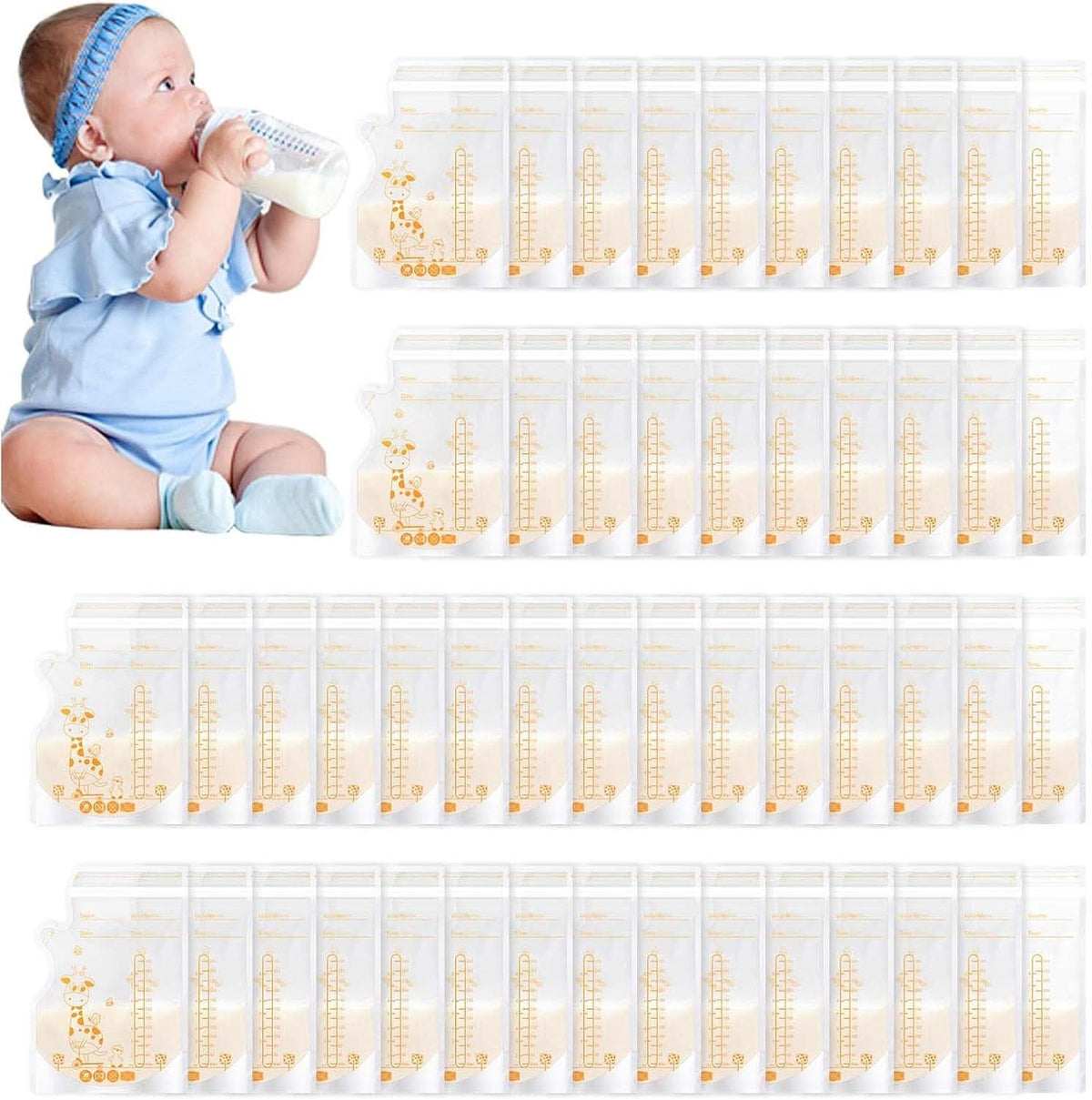 Vinabo 50 Stück Muttermilchbeutel, 250Ml Bpa-Free Muttermilk Storage Bag, Milchbeutel Für Muttermilch Mit Ausgießer Für Das Stillen, Selbststehender, Kann Eingefroren Werden, Vorsterilisiert Accesorios Alimentación y Lactancia Baby Naty Shop