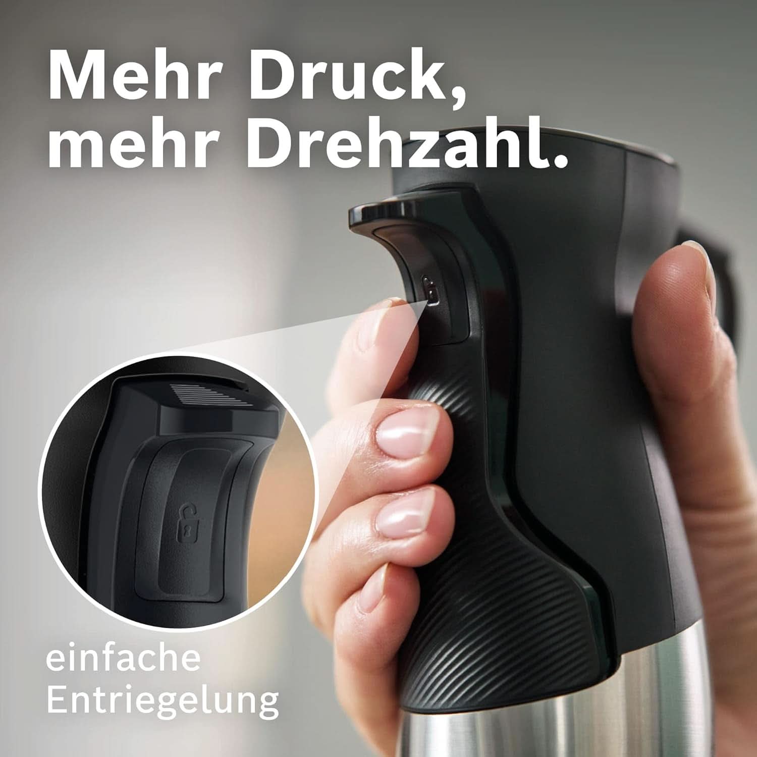 Bosch Stabmixer Ergomaster Serie 6 MSM6M673, 10 Jahre Motorgarantie, Edelstahl-Klingen, Verschleißfreie Keramik-Kupplung, Luftkühlung, Zerkleinerer, Kartoffelstampfer, Schneebesen, 1000 W Cocina Naty Shop