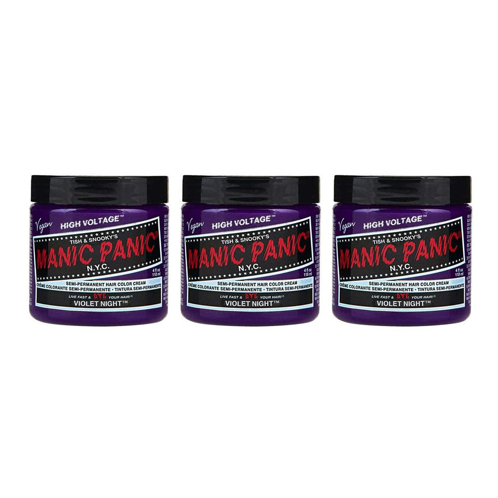 Manic Panic Electric Lizard Classic Cream, vegan, fără cruzime, vopsea de păr verde semipermanentă 118ml Vopsea pentru par Naty Shop Noapte violetă 118 Ml (pachet de 3)