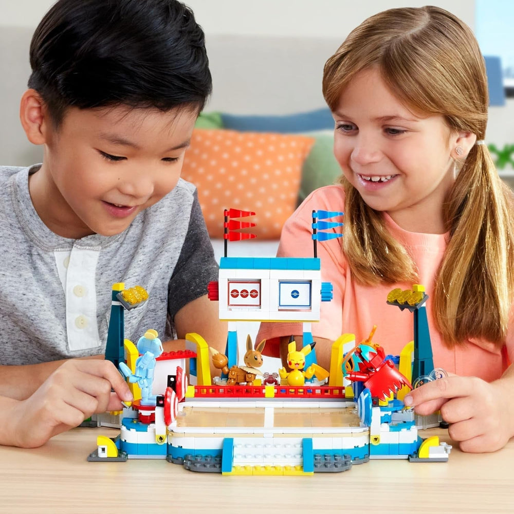 MEGA Pokémon Juguete de Construcción de Figuras de Acción, Arena de Entrenamiento de 1101 Piezas, Juego de Lucha y 5 Figuras Móviles para Niños, Figuras de Acción HWR82 Naty Shop