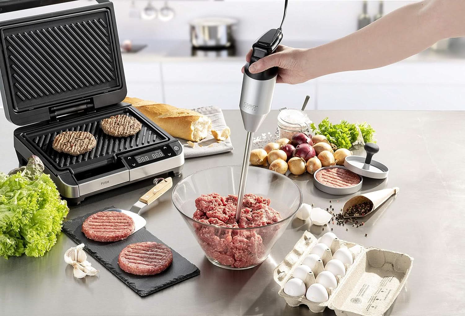 CASO HB 2400 Pro Xl-Design Stabmixer Inkl. Zubehör, Kraftvoller Stabmixer Zum Mixen, Rühren, Quirlen, Pürieren, Zerkleinern, Extra Langer Edelstahlstab (29Cm), Leistungsstarke 24.000 U/Min Mama si Copilul Naty Shop