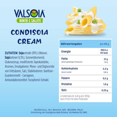 Crema Condisoia, nata para cocinar ideal para personas con intolerancia a la lactosa, veganos y vegetarianos, versátil en la cocina, 6 x 200 g