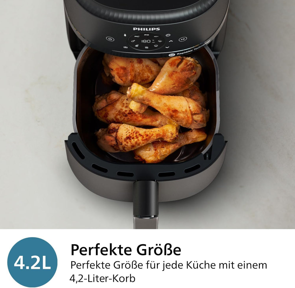 Philips Airfryer serie 2000 4,2L - Pantalla táctil digital, 13 opciones de cocción, 9 funciones preestablecidas, Hasta un 90% menos de grasa con tecnología Rapidair, potencia 1500W Electrodomésticos Naty Shop