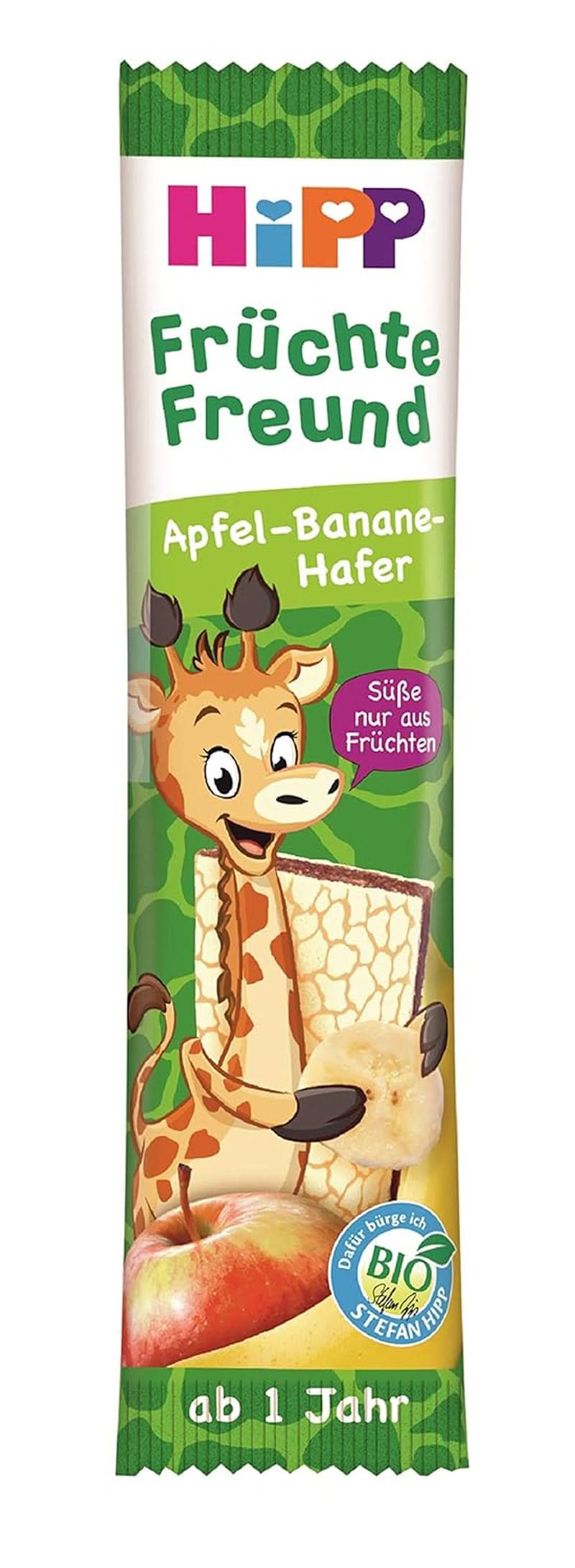 Barrita ecológica Hipp Fruit-Friend Leopard, yogur-cerezas en puré de plátano, 22 x 23g Madre e Hijo Naty Shop 22 x 23 gramos Manzana-plátano-avena