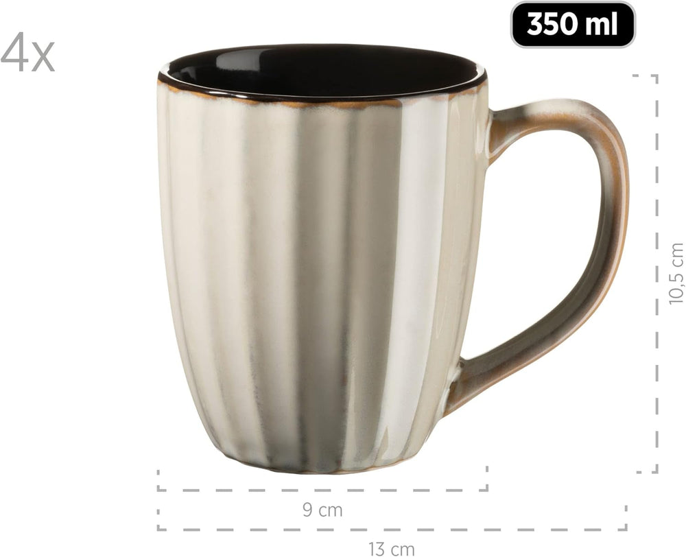 MÄSER 931963 Serie Confino Geschirr Set Für 4 Personen Im Modernen Vintage Look, 20-Teiliges Kombiservice Aus Keramik in Beige Mit Schwarzen Akzenten, Steinzeug Naty Shop