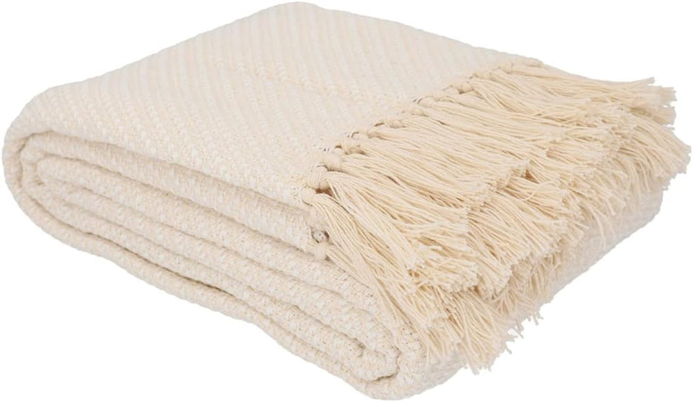 HOMLA Manta con flecos de algodón Morris Plaid - Manta suave y cómoda Manta de algodón - tejido fino 130 X 170 Cm Crudo Camas y mantas Besuche den HOMLA-Store