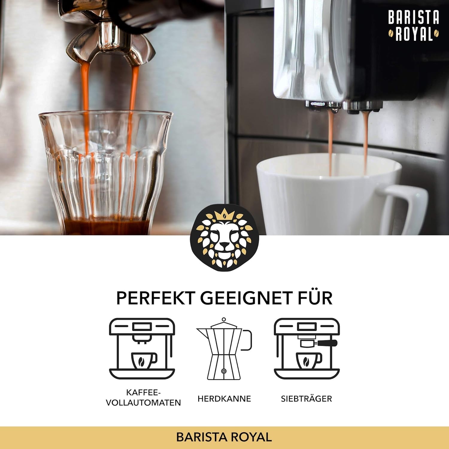 BARISTA ROYAL Espressobohnen 1kg "Amore E Basta Espresso" | Frische Kaffeebohnen direkt gehandelt | 70% Arabica, 30% Robusta Espresso ganze Bohnen | Ideal für Vollautomat und Siebträger