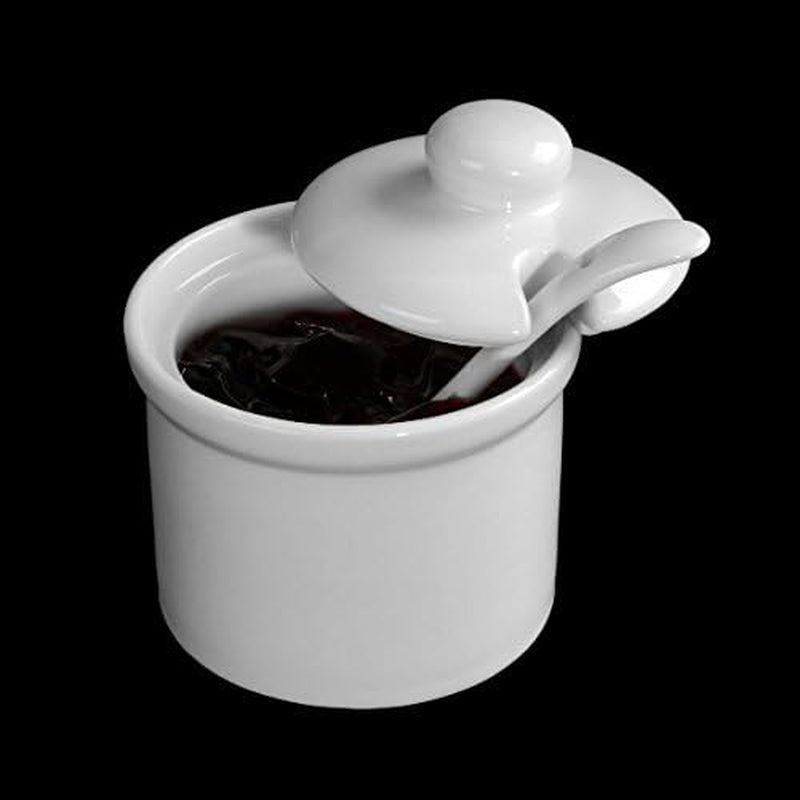 Holst Porcelain AT 216 FA1 Canister 0.17 L Butoi cu Lingură, alb, 8.5 x 8.5 x 6.5 cm