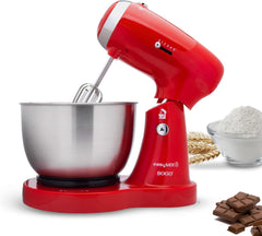SS-14506 Küchenmaschine, Mixer Und Mixer 3-In-1 Mit Drehschüssel, Stäbchen Und Haken Zum Kneten Aus Edelstahl, 5 Geschwindigkeiten, 3,2 Litros (Rot) Mother and Child Naty Shop