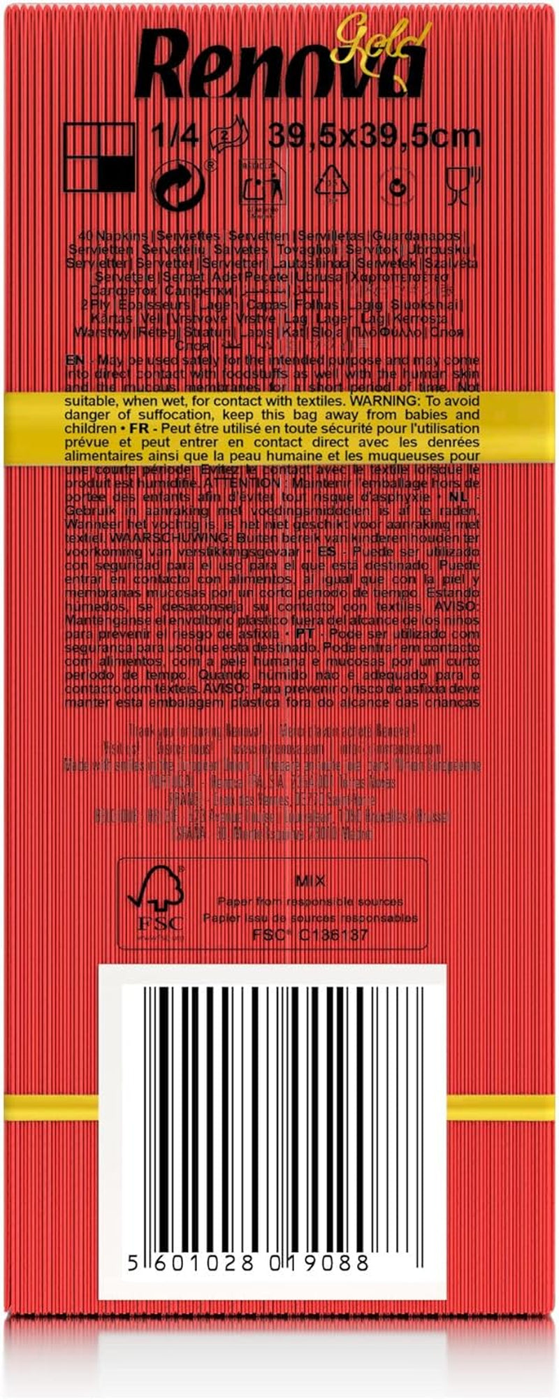 Șervețele de hârtie Renova roșu auriu - 40 de șervețele