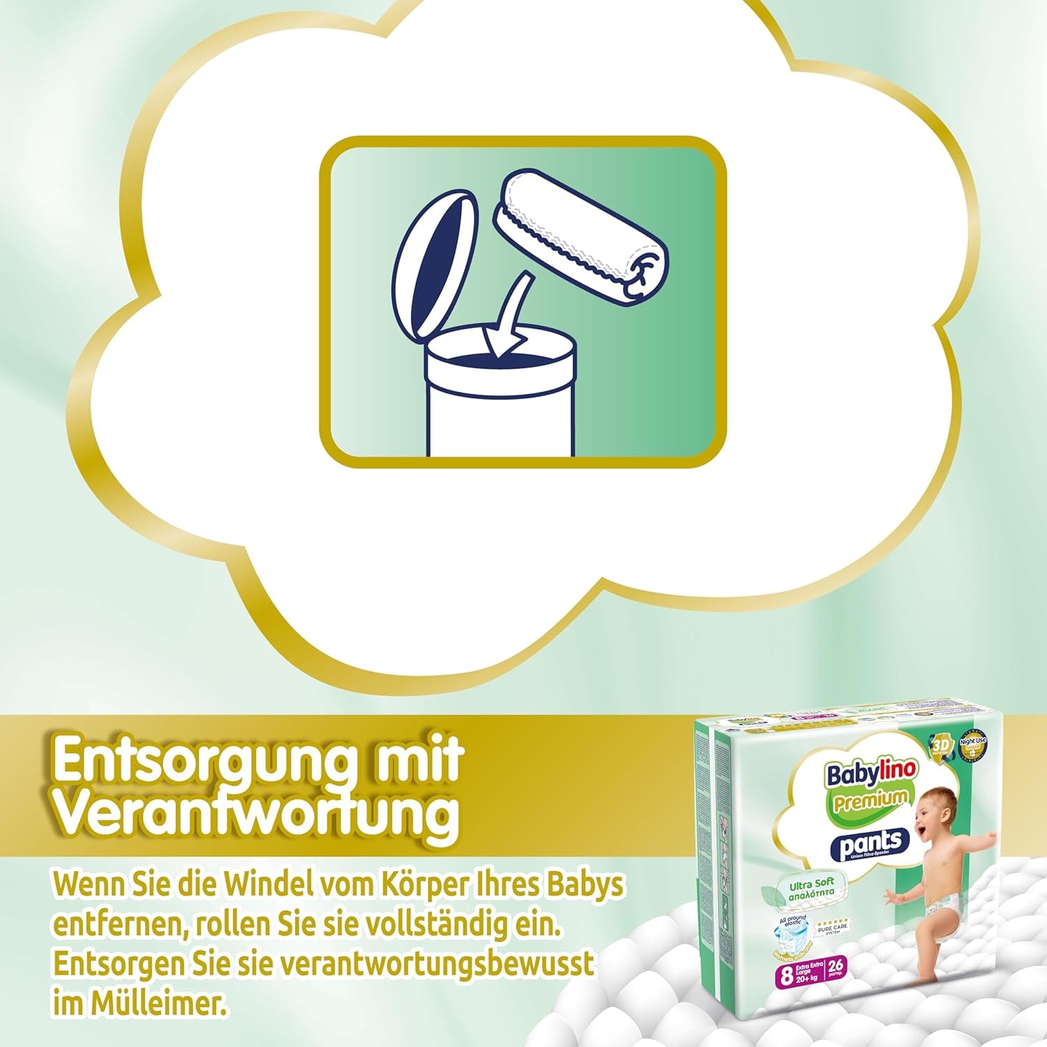 Pantalón Premium Talla 8 con filtro ultrasuave, XXL (20+ kg), 26 piezas