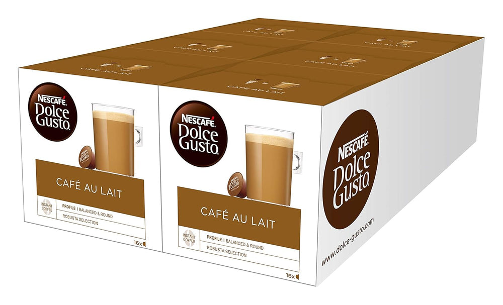 NESCAFÉ Dolce Gusto Café au Lait 96 Kaffeekapseln & Latte Macchiato Caramel, 48 Kaffeekapseln