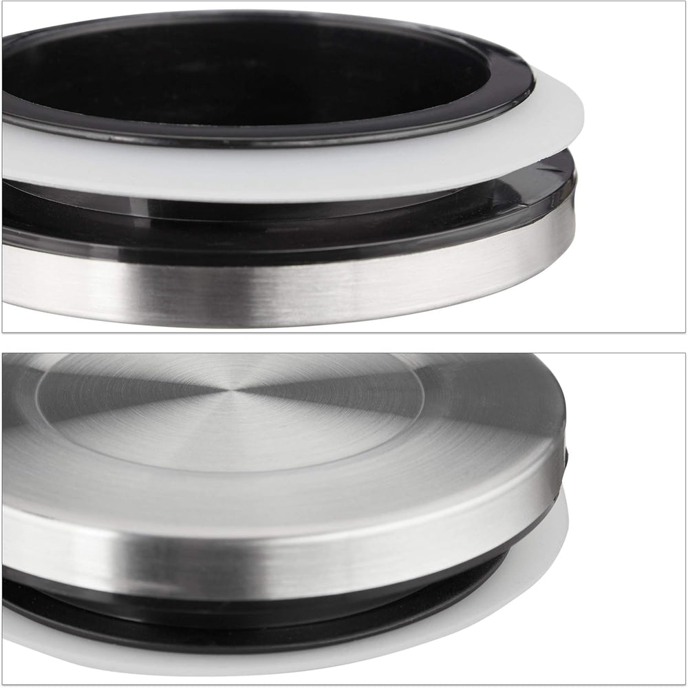 Jar de depozitare Relaxdays set de 3, etanș, capac din oțel inoxidabil, pentru paste, muesli și orez, recipient de bucătărie de 1,5 litri, transparent argintiu, 24 x 9,5 x 9,5 cm, transparent argintiu Cutii depozitare alimente Naty Shop