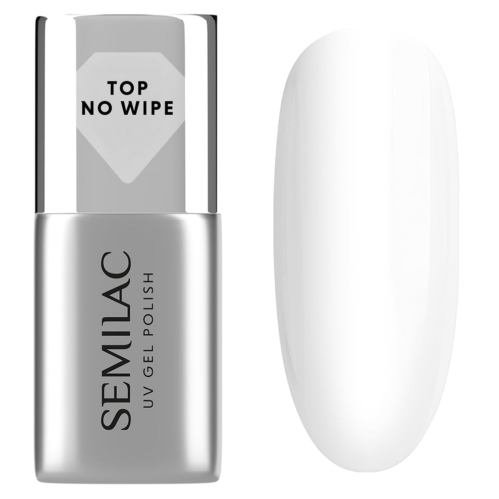 Semilac Top Coat Esmalte de Uñas 7ml, Innovador, UV/LED, Esmalte de Uñas Híbrido, Acabado Brillante, Protege, Transparente