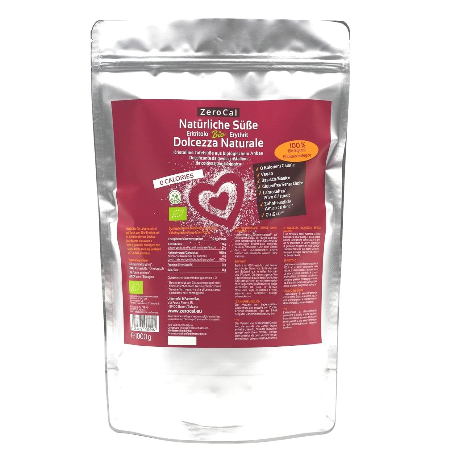 Zerocal - Eritritol Ecológico Edulcorantes 1KG Naty Shop