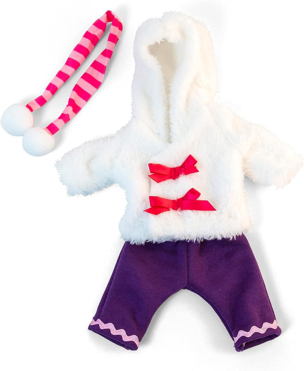 Miniland Set Puppenkleidung 32cm, camiseta girgeltes mit Latzhose und Mütze, Übergangszeit