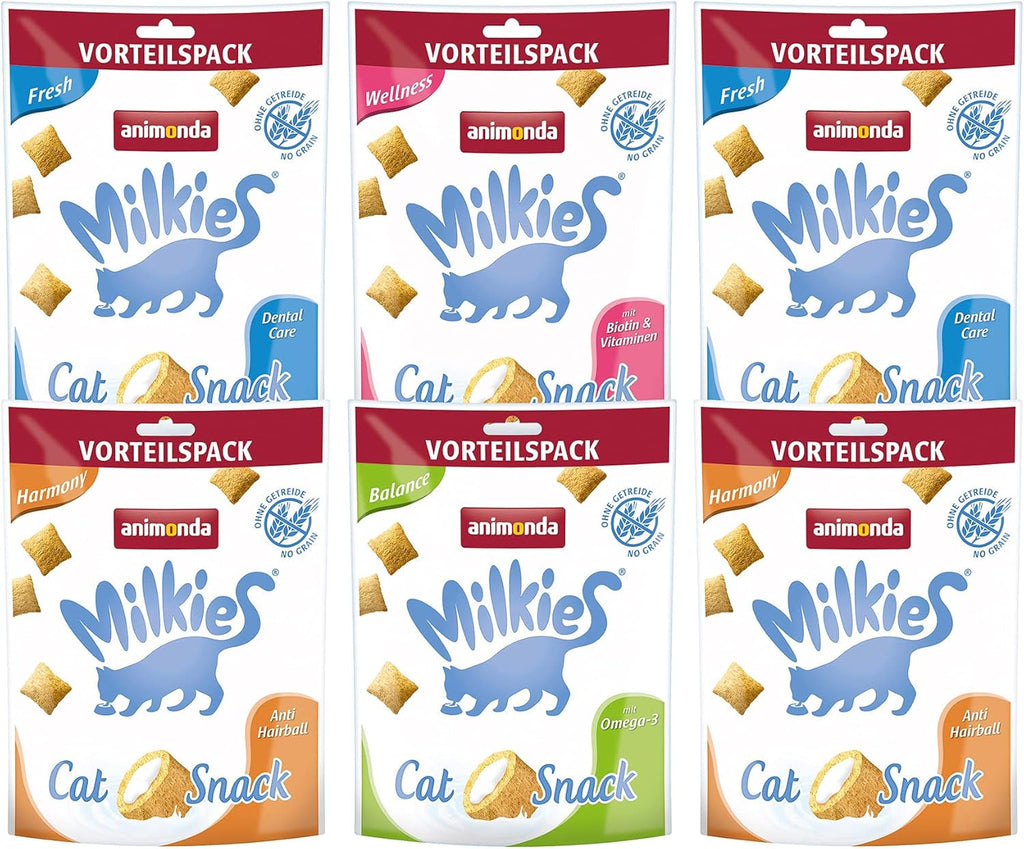 Animonda Milkies Selection (20 cupe À 15 G), lapte de pisică ușor digerabil pentru pisici adulte, pachet valoric practic cu 20 de cupe de lapte de pisică, gustare cu lapte fără soia și zahăr