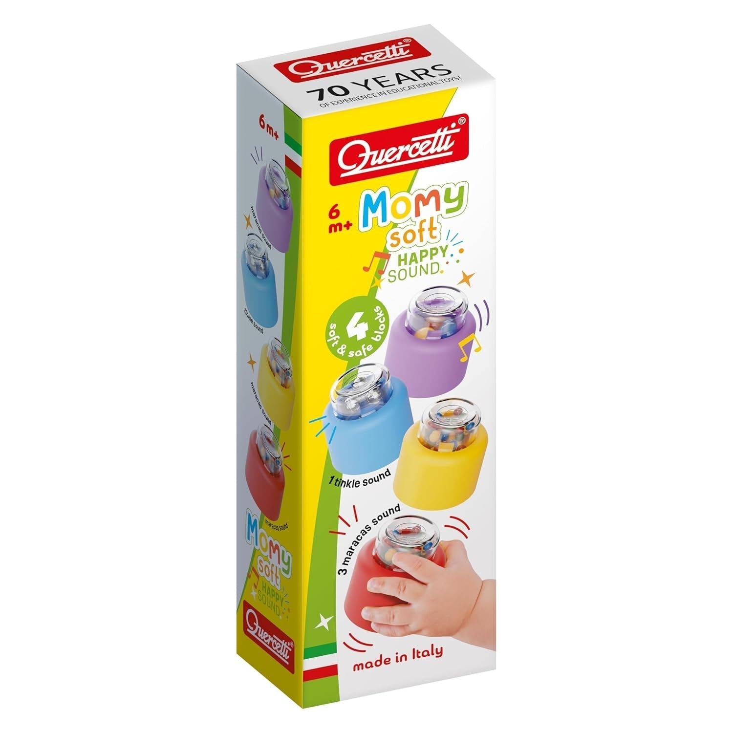 Quercetti - 4144 Momy Soft Happy Sound, 4 buc, jucărie din plastic moale pentru copii mici Jucarii Bebe Naty Shop Titlu implicit