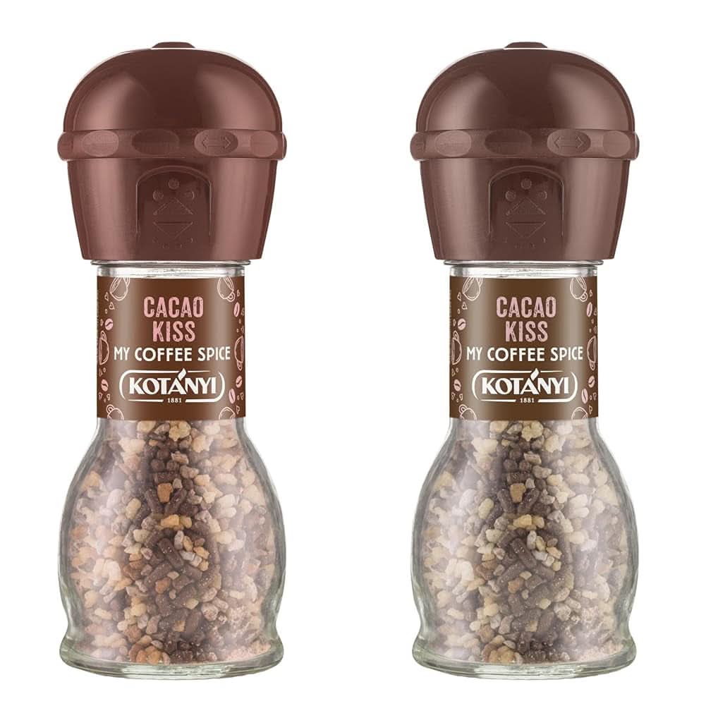 Topping para café Kotanyi Cacao Kiss | Maravilloso Chocolate con Trozos Finos de Chocolate Pack de 4 (4 X 63 Gramos) Naty Shop Cacao Kiss 2 Molinillos de Cacao Manuales