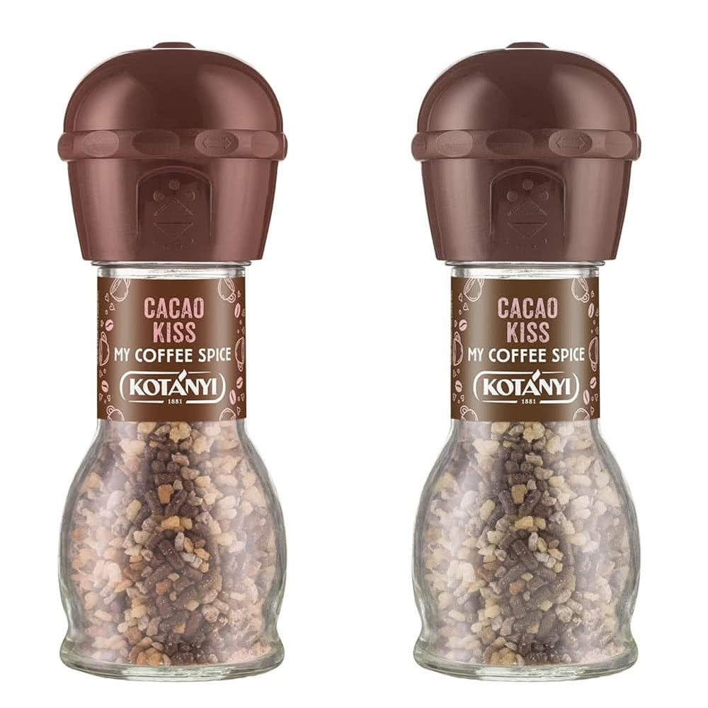 Topping para café Kotanyi Cacao Kiss | Maravilloso Chocolate con Trozos Finos de Chocolate Pack de 4 (4 X 63 Gramos) Naty Shop Cacao Kiss 2 Molinillos de Cacao Manuales