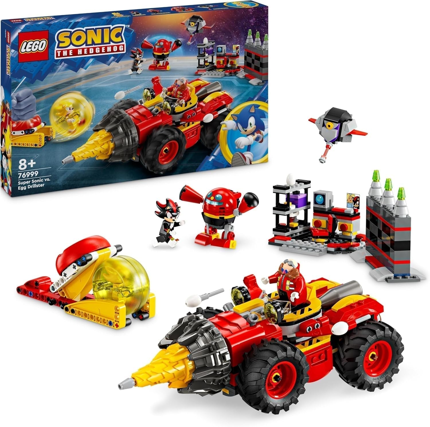 LEGO Sonic the Hedgehog Super Sonic Vs. Set de videojuego de aventuras Egg Drillster Regalo para niños Set de Shadow y Dr. Eggman para niños y niñas de 8 años 76999 Juegos de construcción Besuche den LEGO-Store Default Title