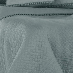 Ameliahome Colcha con pompones 220X240 Cm Colcha de doble cara Acolchado ultrasónico Poliéster Gris Meadore Camas y mantas Besuche den AmeliaHome-Store