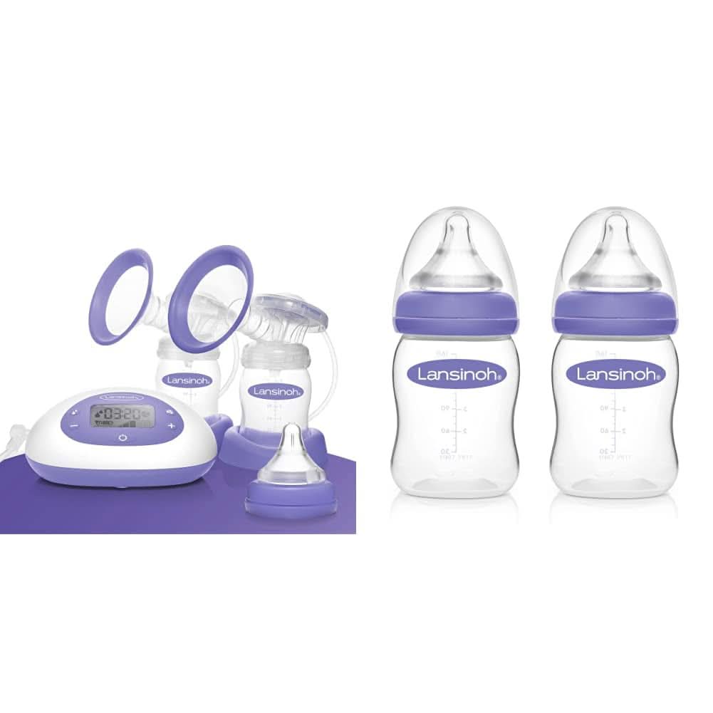 Sacaleches eléctrico 2 en 1 Lansinoh - pantalla LCD iluminada - extracción en uno o ambos lados - ajustable individualmente - más leche en menos tiempo Accesorios Alimentación y Lactancia Bebe Naty Shop Paquete con biberón S, 2 x 160 ml Extractor de leche eléctrico 2En1 (nuevo)