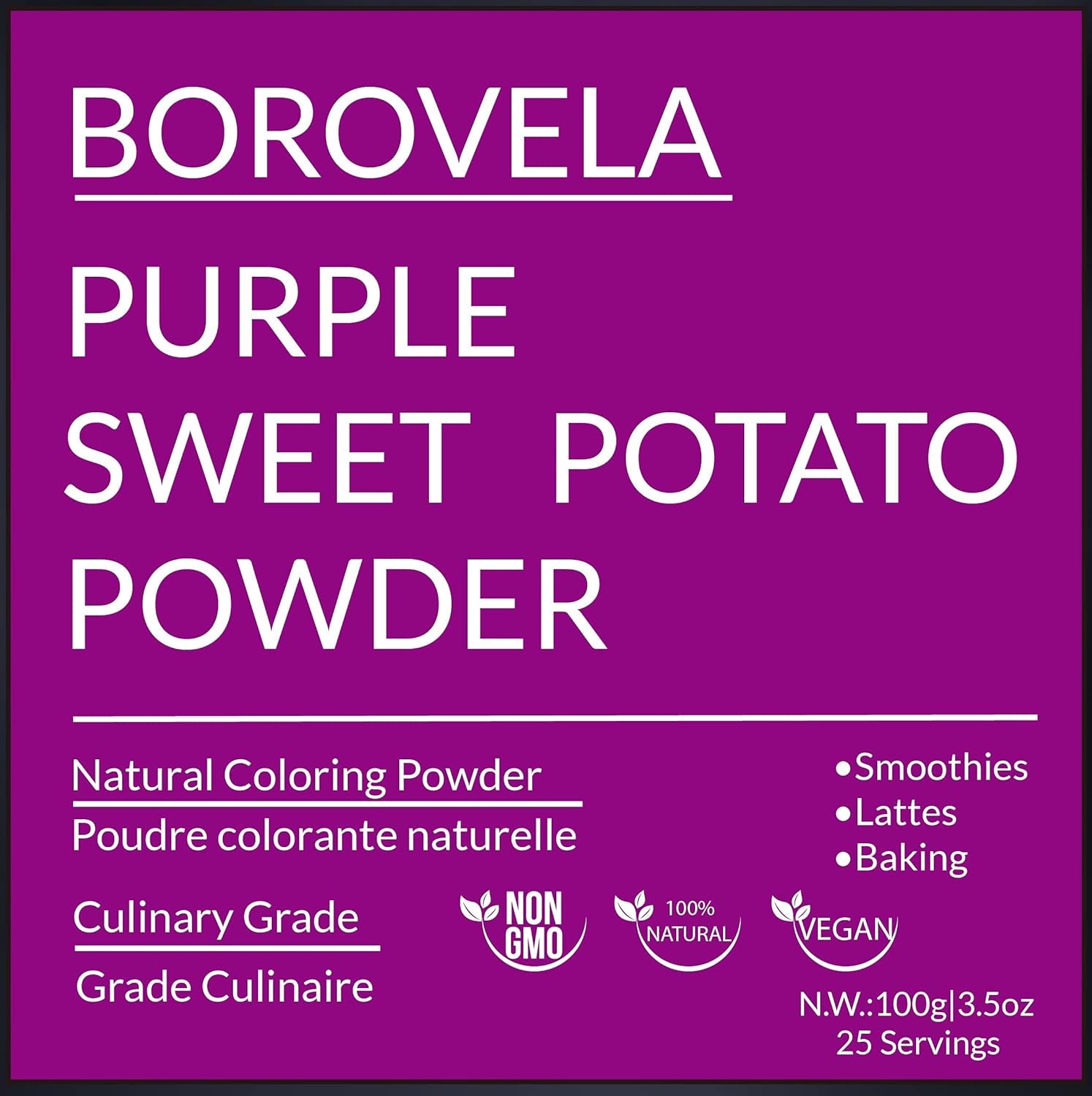Pudră de cartofi dulci violet, colorant alimentar natural violet, în amestec pentru smoothie-uri, ingrediente naturale, 100 g