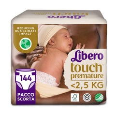 Pañales abiertos para bebés Libero Touch, 144 pañales para bebés prematuros <2,5 kg, 6 paquetes de 24 pañales desechables