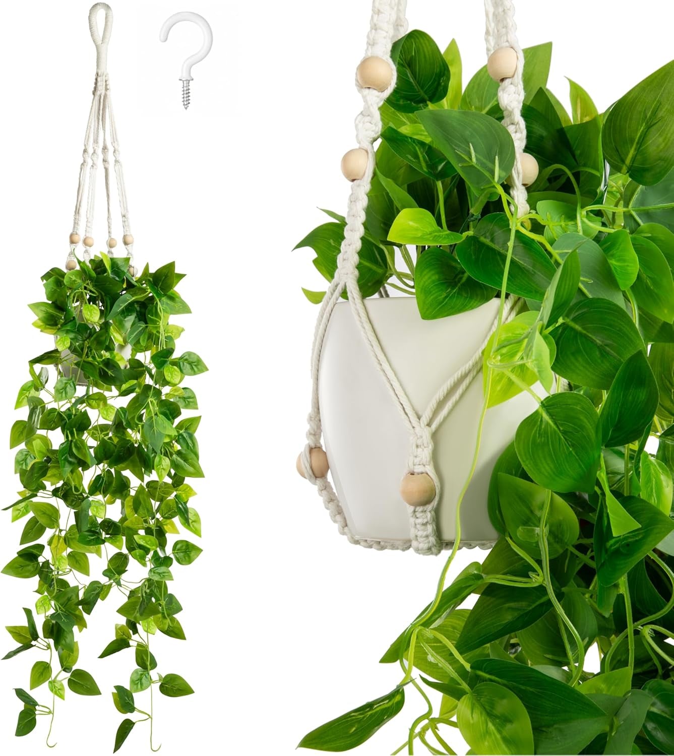 PASCH® 3Er Set Monstera Künstlich (20Cm) in Weißen Keramiktöpfen: Künstliche Pflanzen Wie Echt | Monstera Pflanze Künstlich | Kunstpflanze Hängend Im Topf | Hängepflanze Künstlich Abgestimmt