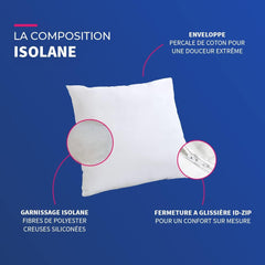 Blue Câlin Set de 2 perne cu confort ferm "Alaska", super umplutură, 100% bumbac Percale Envelope, alb, 65 X 65 cm formă pătrată Perne standard Naty Shop