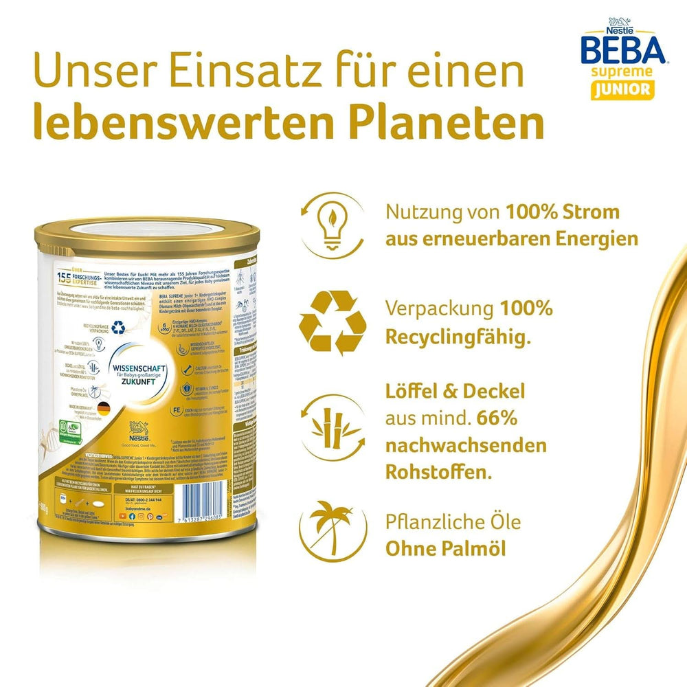 Bebida infantil BEBA SUPREME Junior 1+ a partir de 1 año, alimento para niños con complejo 6 HMO, solo lactosa, sin aceite de palma, pack 6 (6 x 800 g) Madre e Hijo Naty Shop