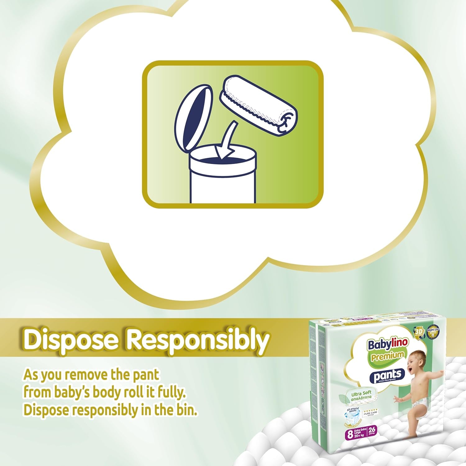 Pantalón Premium Talla 8 con filtro ultrasuave, XXL (20+ kg), 104 piezas