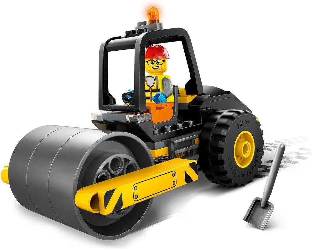 LEGO City Vehículo de construcción Rodillo de carretera para niños de 5 años Rodillo de vapor con minifigura de trabajador de la construcción Experiencia de juego imaginativa para niños y niñas Pequeño regalo divertido 60401 Juegos de construcción Besuche den LEGO-Store