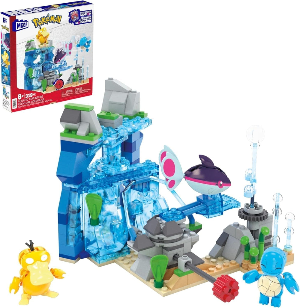 MEGA Pokémon Juguete de Construcción de Figuras de Acción, Arena de Entrenamiento de 1101 Piezas, Juego de Lucha y 5 Figuras Móviles para Niños, Figuras de Acción HWR82 Naty Shop Aventura Acuática
