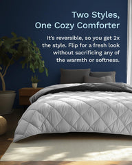 Edredón alternativo reversible de plumón All Seasons Twin/Twin XL - Microfibra suave, transpirable, extralargo, de alta calidad - Relleno de funda nórdica gris Quilts & Quilts Naty Shop